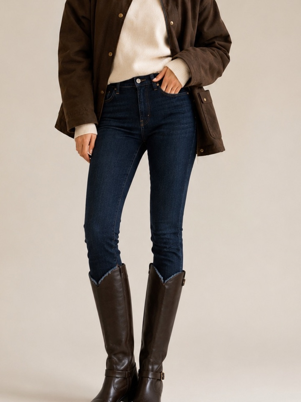 FRAME Le Skinny de Jeanne Sidewinder Split Hem Jeans 28 Minimalist Layering Dark